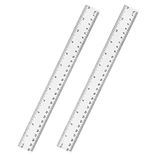 Unjoo Clear Plastic Ruler 12 Inch Straight Rulers, Shatterproof Ruler with Inches and Centimeters...
