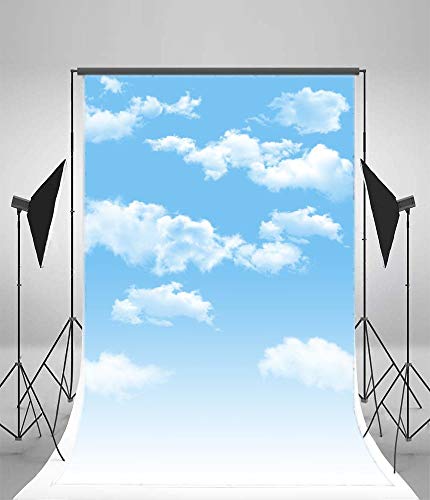Aofoto 3X5Ft Blue Sky Backdrops White Clouds Photo Shoot Background Photography Studio Props Digital Video Drop Baby Infant Kid Newborn Toddler Artistic Portrait #TOP2