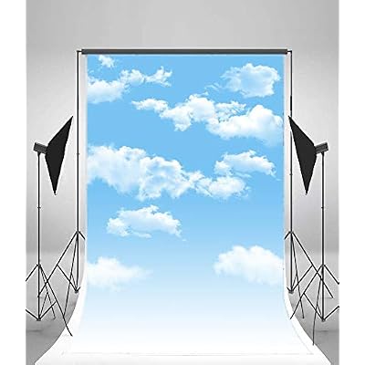 AOFOTO 3x5ft Blue Sky Backdrops White Clouds Photo Shoot Background Photography Studio Props Digital Video Drop Baby Infant Kid Newborn Toddler Artistic Portrait