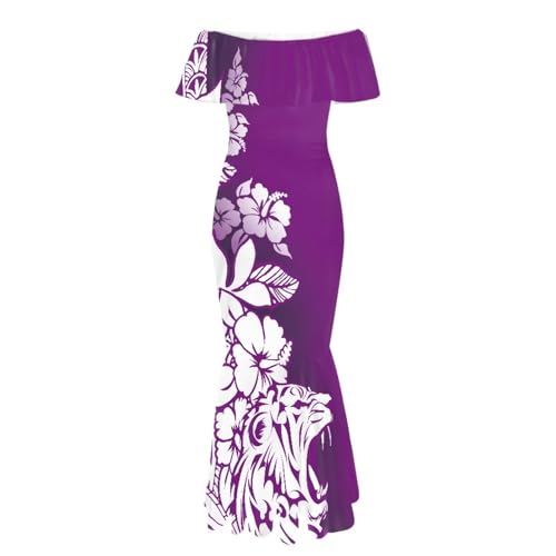 Image of Polynesian for Women S-7XL Off Shoulder Maxi Dress Hawaiian Summer Dresses