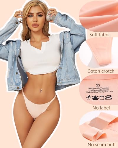 UNDER THE SEA 10 Pack G String Thongs for Women Seamless Underwear Low Rise No Show Thong Stretch Womens Panties Sexy XS-XL4