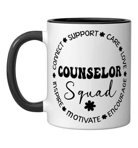 Cute Counselor Squad Squad Appreciation Week back to school Ceramic Mug, Black/White
