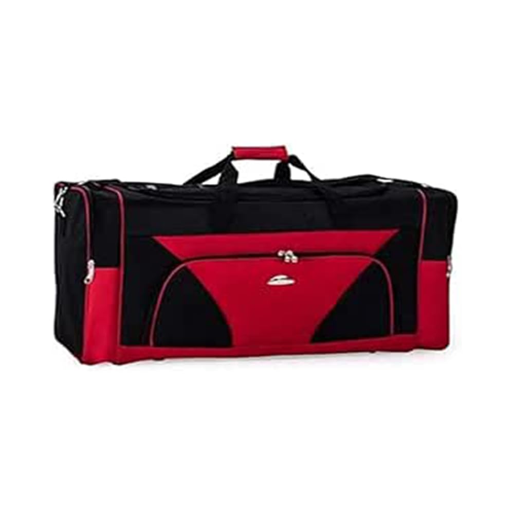 Urban London Sports Gym Bag Duffel Bag – Lightweight, Durable Outdoor Luggage Duffle Bag Holdall for Gym Climbing Sports Travel Crossfit (Black & Red, Large 28 Inch)