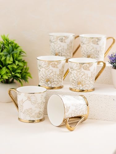 JCPL Fine Ceramic Printed Gold Tea/Coffee Mugs Sets of 6-200 ml Each (Peter Ebony E638) (B0CQD6254M) Amazon Price History, Amazon Price Tracker