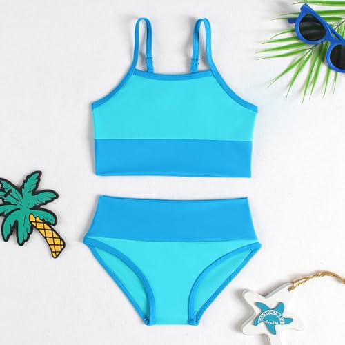 Image of Little Girl Swimsuit Casual Swimwear Kids Two Piece Color Block Bathing Suits Beach Bikini Set 3-12Years