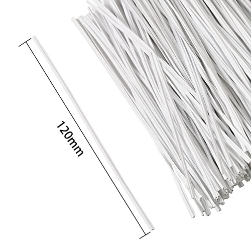 DGTANGYIN 300 pcs 5 inch Plastic White Twist Ties, Cable Ties, for Bags, Gardening Tools