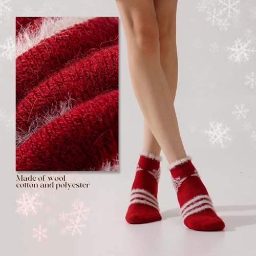 Image of Fszsaa Merino Wool Low Ankle Socks For Women - Knit Warm Fuzzy Casual Home Socks For Winter