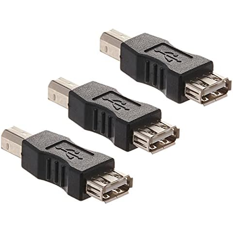 JEXON Type A Female Port to USB Type B Male Port Adapter Converter Plug (USB A/F to USB B/M), Pack of 3 Pcs Cover