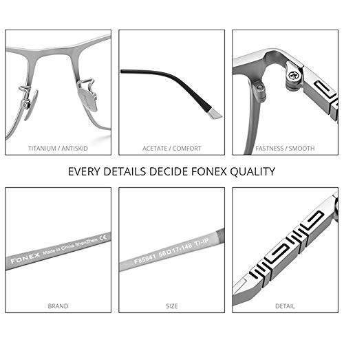 Image of FONEX Titanium Glasses Frame for Men,Square Eyewear Full Optical Eyeglasses F85641