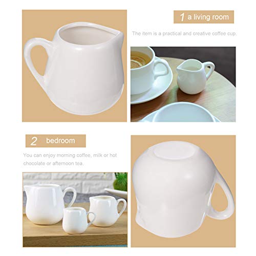 Yarnow Mini creme clássico de cerâmica branca pura com alça, 2 jarra pequena para leite de café
