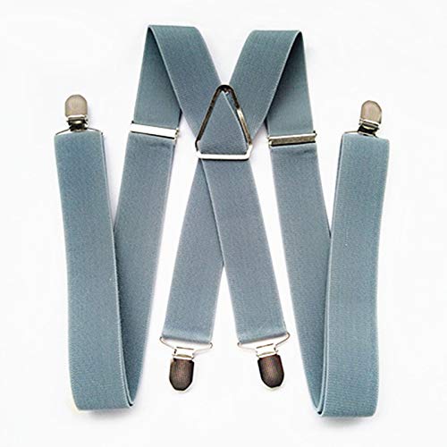 Tirantes Hombres Suspender 55 Pulgadas Correa Elástica Ajustable X Back Pantalones Suspender Mujeres Niñas Clips en Tirantes Gris Claro (Color : Light Gray-XXL)