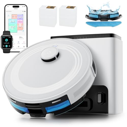 Lefant LiDAR Robot Vacuum and Mop,45-Day Self-Emptying,6000Pa Powerful Suction,Customized Cleaning,Home Mapping,140 Min Runtime,Roller Brush for Carpe