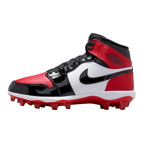 Jordan 1 Mid TD Men's Football Cleat (FJ6805-601, Gym Red/White/Black) Size 11