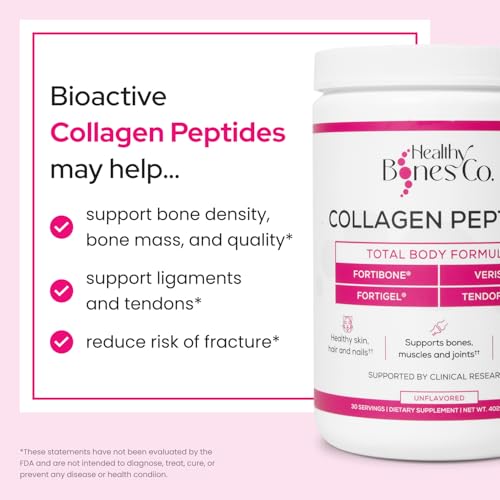 Image of FORTIBONE Premium Bone Health Collagen Peptides w /FORTIGEL, VERISOL & TENDOFORTE, Clinically-Supported for Bones, Joints Skin Hair Nails, Hydrolyzed Collagen, Anti-Aging Formula (30 Servings)