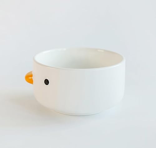 Miniatura 4 de PURROOM Tazón Divertido de Pato Lindo, Tazones de Sopa de Cerámica de Seguridad con Esmalte Hecho a Mano de 17oz, Tazón de Arroz de 4.6''. (500ML)