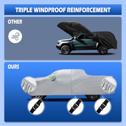 Image of Car Cover Custom Fit for Ford Ranger Short Bed, Migaven Waterproof Full Exterior Cover Sun Rain Protection with Door Zipper (Not Include Mirror Pocket)