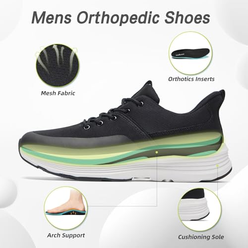 Men's Orthopedic Fashion Sneakers with Arch Support: Comfortable Plantar Fasciitis Walking Shoes, Orthotic High Arch Flat Feet Pain Relief Casual Work Tennis Athletic Sports Sneakers3