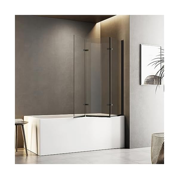 Meykoers 3-teilig Duschwand für Badewanne Faltbar 130x140cm Schwarz Badewannenaufsatz Duschabtrennung Badewanne Duschwand Duschtrennwand für Badewanne mit 6mm Nano Easy Clean Glas – Bild 3