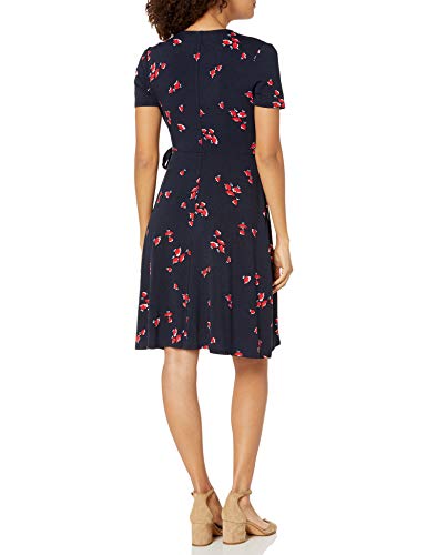 Image of Amazon Essentials Women's Short Sleeve Faux-Wrap V Neck Dress
