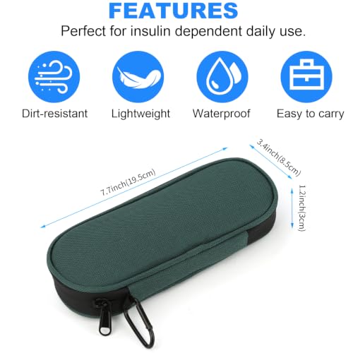 Image of Insulin Pen Cooler Travel Case with 2 Reusable TSA Approved Ice Packs, Diabetic Medication Insulated Cooler Bag for Insulin Pens and Other Diabetic Supplies Storage Dark Green
