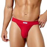 [Arjen Kroos] Tバック メンズ 下着 ビキニ 竹繊維 ツルツル 通気速乾 ストレッチ 解放感 セクシー 無地 男性用 インナーパンツ スポーツ AK5003‐レッド‐1枚 L
