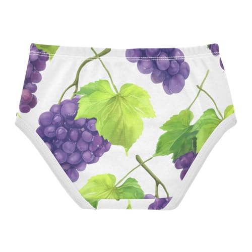 Purple Grape Green Vine White Toddler Girls Underwear 2t Cotton Panties Little Girl Stylish Undies Kids Briefs2