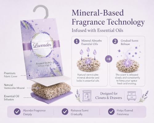 Image of Large 12 Packs Lavender Hanging Closet Air Freshener with Retractable Hook