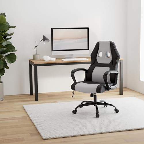 Ergonomic Office Racing Chair with Massage and Lumbar Support (White)