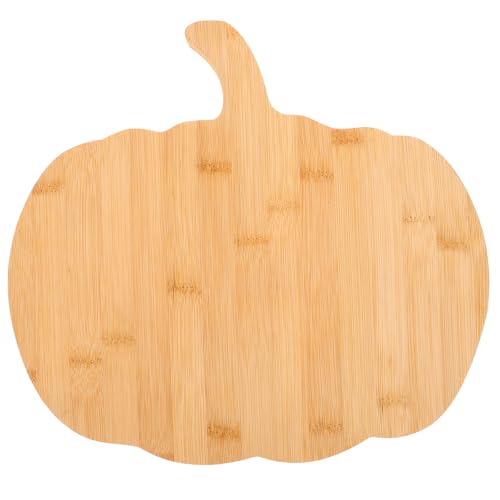 Lurrose Tagliere per formaggi in bambù a forma di zucca con manico per la preparazione di cibi, vassoio per di Halloween per spuntini e antipasti, esposizione festiva da tavola autunnale
