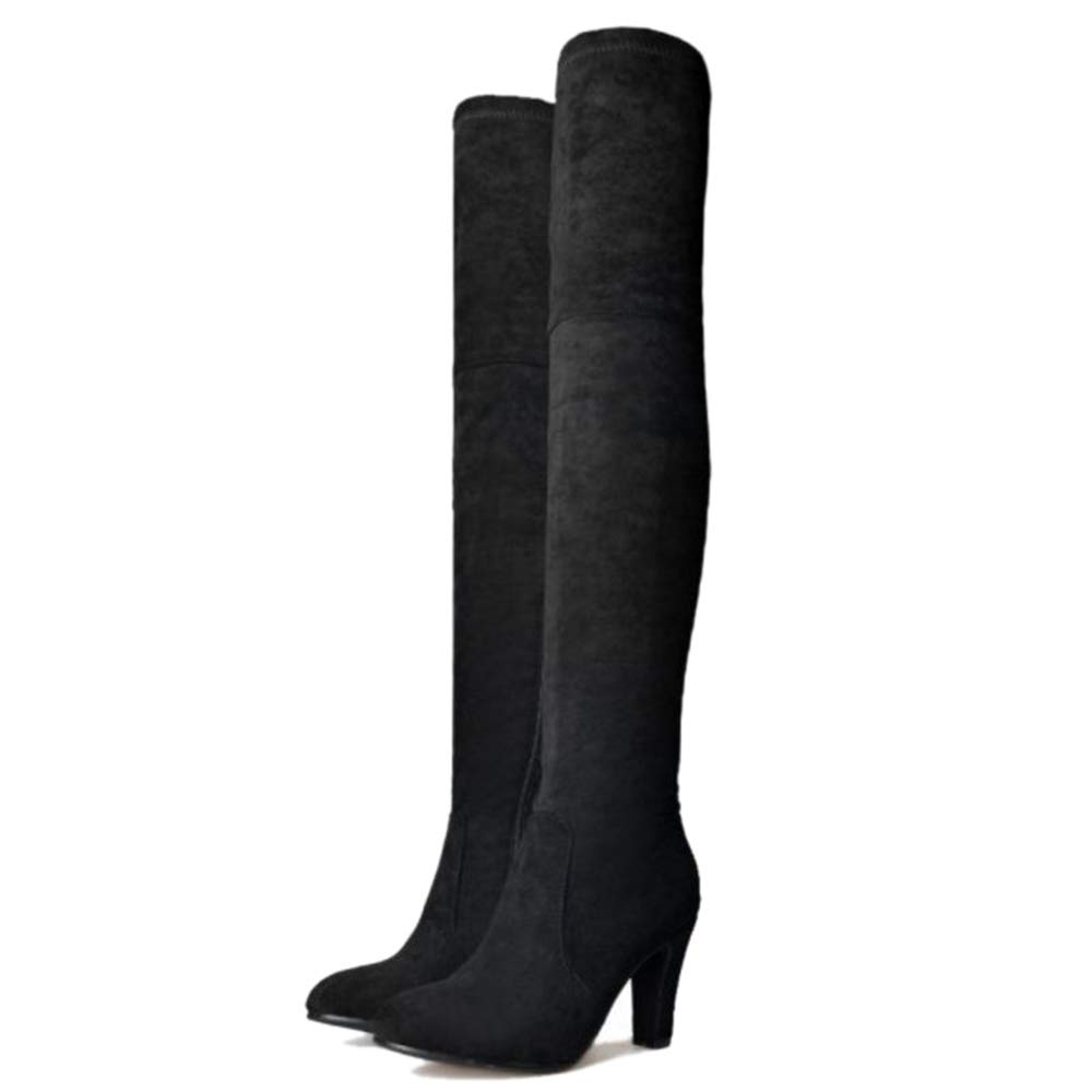 Onewus Botas altas de tacón alto por encima de la rodilla de las mujeres Botas de caña larga