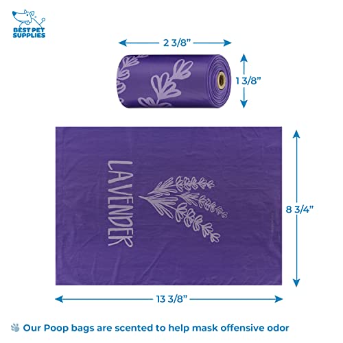 Image of Best Pet Supplies Dog Poop Bag Holder Leash Attachment with 30 Bags, Reusable Dispenser for Travel, Walking, Park, and Outdoor Use, Durable with Clip-On - Purple, Pack of 2