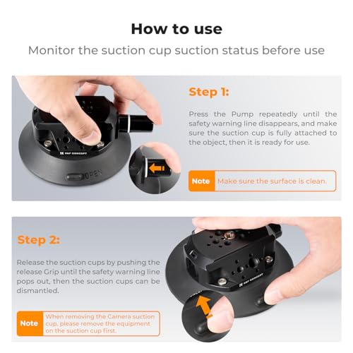 Image of K&F CONCEPT 4.5 inch Suction Cup Camera Mount with Magic Arm for Car | ARRI 1 /4 inch & 3 /8 inch Threads, Quick Release Car Mount Compatible with Gopro DJI Insta360 for DSLR Action Camera Phone Video, MS45