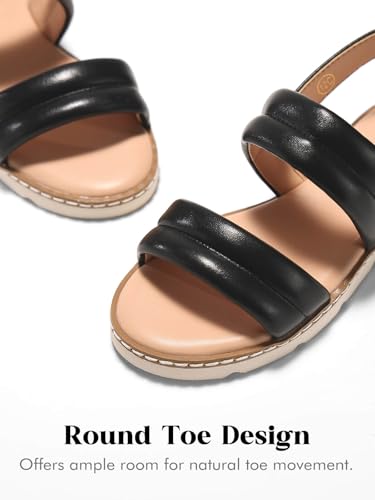 Image of Coutgo Girls Sandals Comfort Open Toe Flat Sandal Summer Dress Shoes with Adjustable Back Strap
