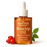 The Mani Pedi Essentials Rosehip Oil for Face. 100% Pure, Natural, Cold-Pressed & Organic. Natural wealth of vitamins that help nourish & hydrate your skin - 1 Fl Oz