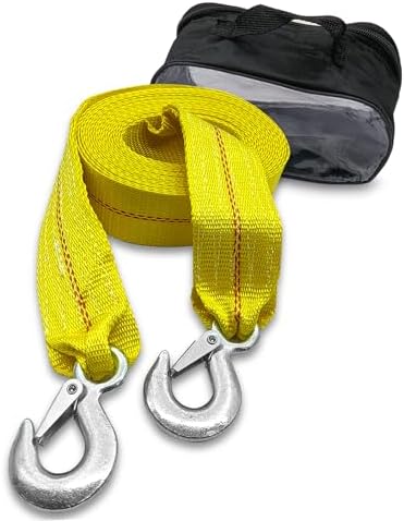 Heavy Duty Car Nylon Tow Strap with Hooks, 2” x 20Ft, 20,000 lbs ...