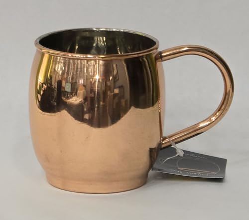 Victoria Bella Circleglass 100% Pure Handcrafted Moscow Mule Copper Mug with Copper Handle and Nickel Lining, 16 Ounce, Limited Barrel Edition Beer Mug Drink Cup