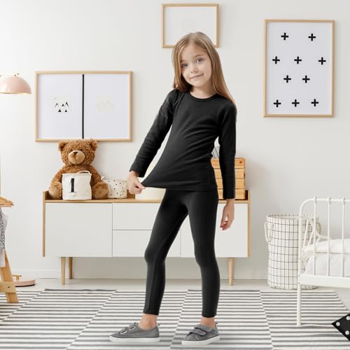 Silkfly 3 Set Kids Cotton Thermal Underwear Soft Cotton Boys Girls Winter Long Underwear Toddler Base Layer Top Bottom4