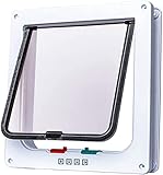 lucky treyvon Large Cat Door, (Outer Size 9.9 x 9.2 inch) 4 Way Locking Cat Flap Door for Interior Exterior, Pet Door, Compatible with Adult Cats and Small Dog