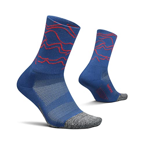 Feetures Elite Ultra Light Cushion Mini Crew Sock - Calcetines deportivos con compresión específica - (1 par), Rogue Blue, X-Large