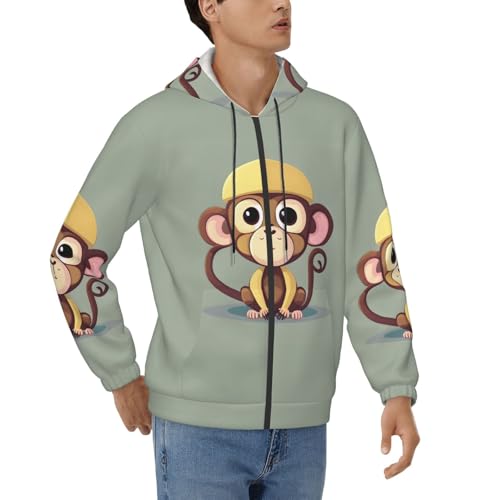 Sweat à capuche imprimé singe mignon homme pull ultra doux