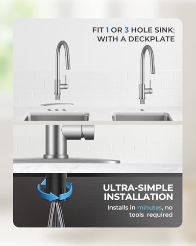 Image of WEWE Kitchen Faucet with Pull Down Sprayer, Brushed Nickel SUS304 Stainless Steel Kitchen Sink Faucets, High Arc Single Handle Faucet for Kitchen Sink, Commercial Modern Farmhouse RV Utility Faucet