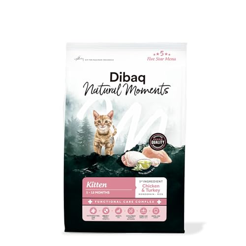 Dibaq Natural Moments Cats 5 Star Kitten: alimento Completo de Pollo y Pavo, Especial para Gatitos, con Ingredientes 100% Naturales, 1,5 kg