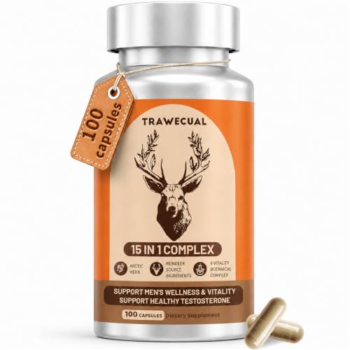 Trawecual Reindeer Organ Supplement for Men Arctic Herb & Reindeer Organ Blend 15-in-1 Formula to Support Energy Stamina & Daily Wellness 100 Capsules 50 Day Supply