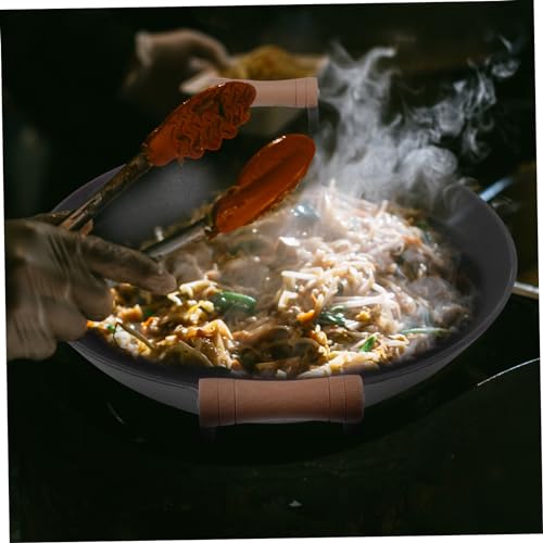 Wok de hierro fundido con doble mango de madera miniatura 4
