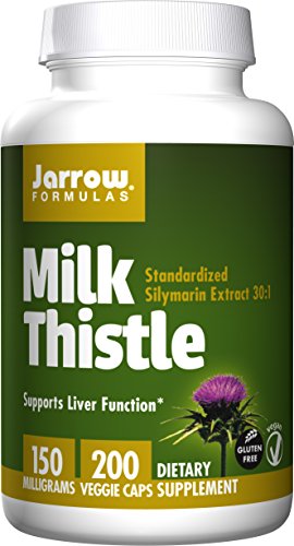 Jarrow Formulas Milk Thistle Standardized Silymarin Extract 30:1 Ratio, 150 mg per Capsule, 200 Gelatin Capsules
