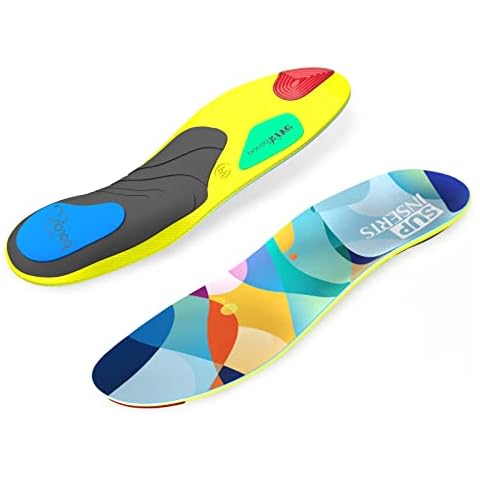 Supinserts Sports Insoles for Women,Anti Slip Running Insoles with Double Shock Absorption for Comfort,Low Arch Support Soft Lightweight Paddy Insoles for Tennis Shoes,Football Boots Insoles,L Cover