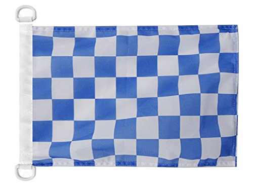 AZ FLAG - Drapeau Scouts Bleu - 45x30 cm - Pavillon Nautique Du Scoutisme Spécial Bateau Et Extérieur En Maille Bloquée Avec Anneaux Plastiques Intégrés - 30g