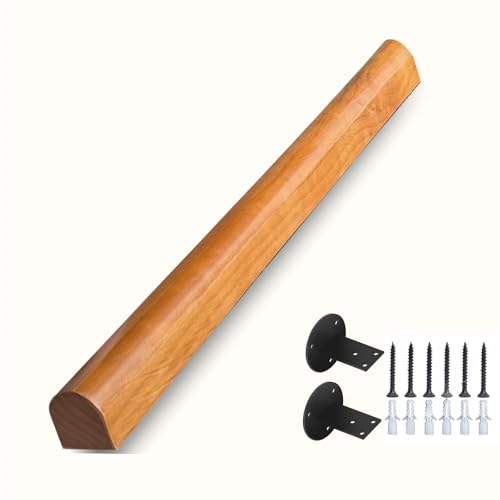 Wooden Handrails, 1-20ft Non-Slip Staircase Handrail, for Home Garden Corridor Lofts Kindergarten Guardrail Decking Railings, Wall Mounted Barrier-Free Staircase Grab Bar for Elderly (Size : 2ft) by KEPMOGOH - Image 2