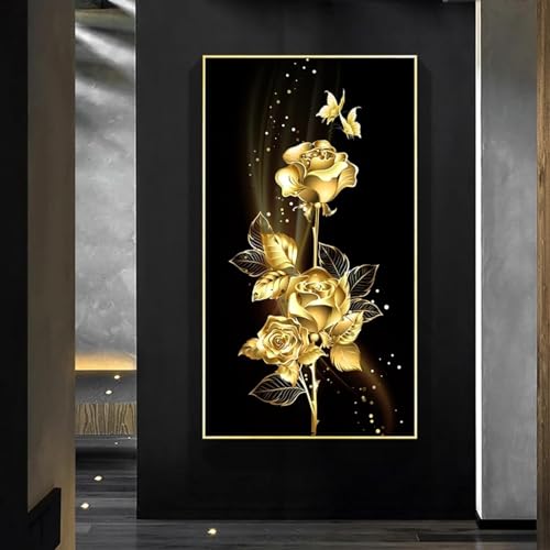 Toile papillon rose dorée fleur pour transformer un mur vide