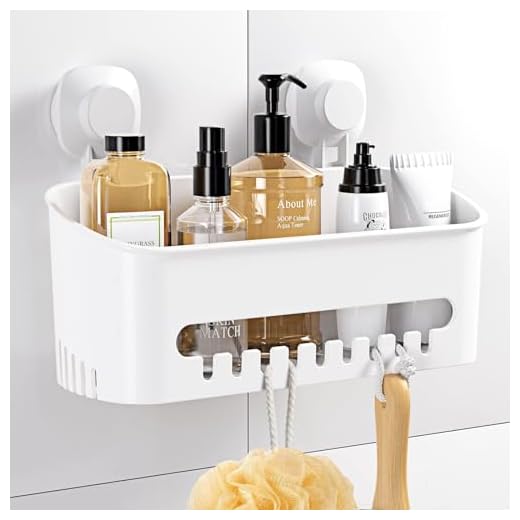 Budget & Good Shower Caddy Suction Cup No-Drilling Removable Bathroom Shower Organizer Suction Shower Storage Heavy Duty Shower Shelf Basket Organizer for Bath Shampoo Conditioner - White